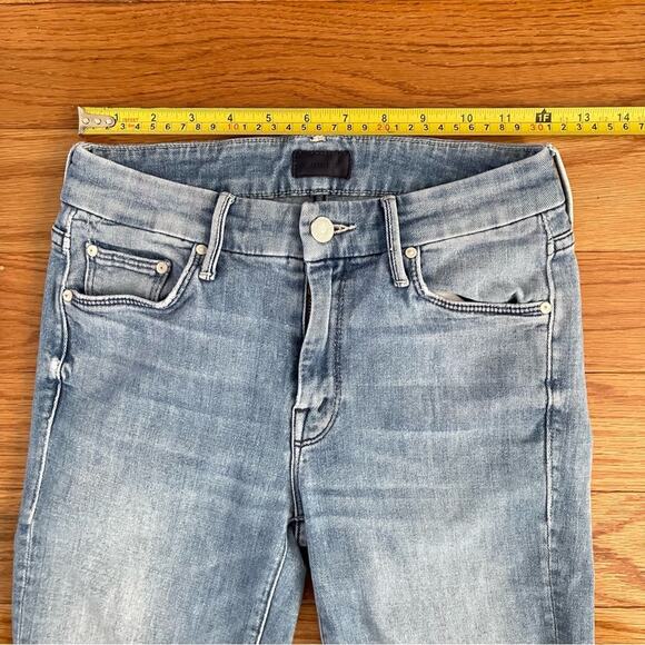 Mother The Looker Ankle Fray Cropped Skinny Jeans Womens 24 When Sparks Fly Blue - Picture 9 of 11